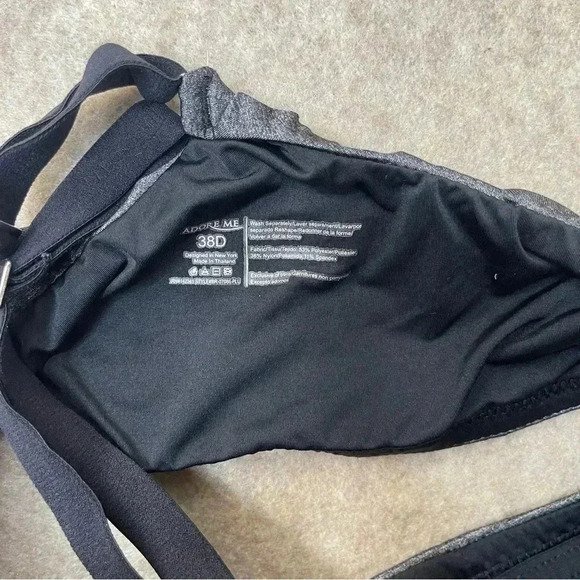Adore Me Helynn Plunge Dark Gray Racerback Bra Wireless Womens size 38D - Picture 9 of 10